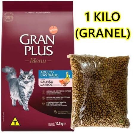 Granel Gran Plus Gatos Castrados Salmão e Carne 1Kg