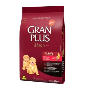 Ração GranPlus Menu Cães Filhotes Carne e Arroz 20 kg