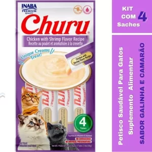 Petisco Churu para Gatos Sabor Galinha e Camarão