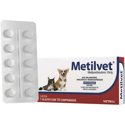 Anti-inflamatório Vetnil Metilvet 10 mg para Cães e Gatos