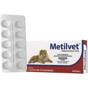 Anti-inflamatório Vetnil Metilvet 20 mg para Cães e Gatos