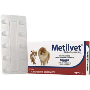 Anti-inflamatório Vetnil Metilvet 5 mg para Cães e Gatos