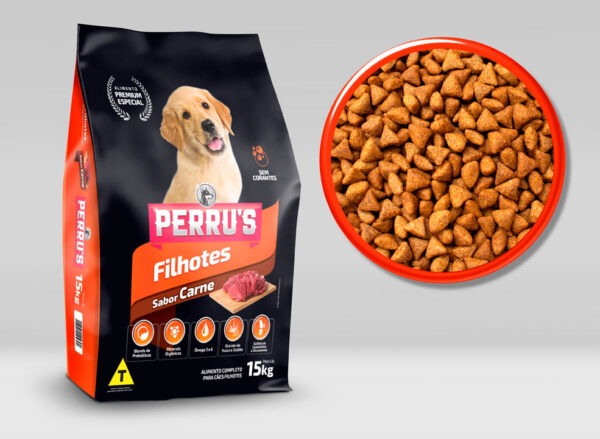 Granel Perrus Cães Filhotes Carne 1Kg