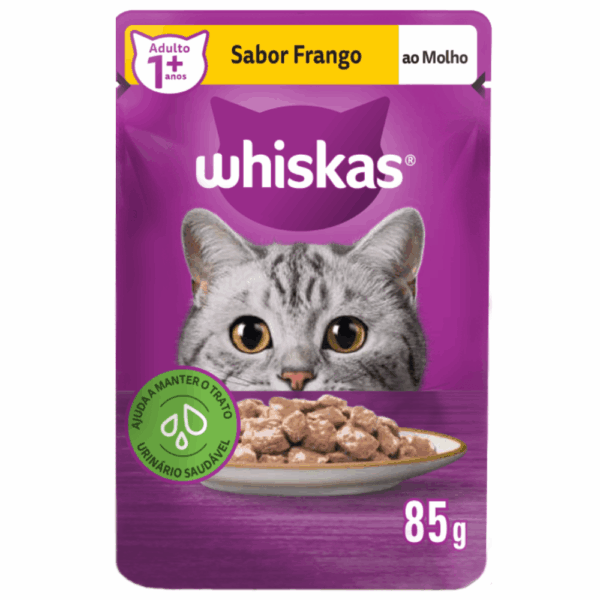 Ração Úmida Whiskas Sachê Frango ao Molho Gatos Adultos 85 g
