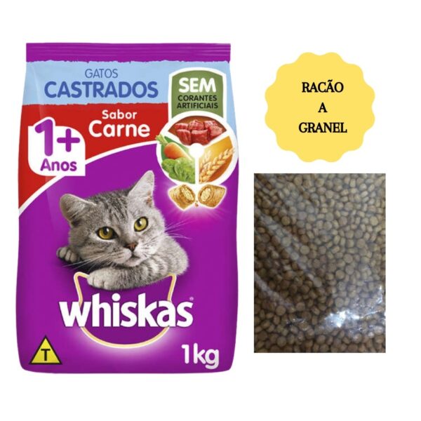 Ração a Granel Whiskas Gatos Castrados Carne 1Kg
