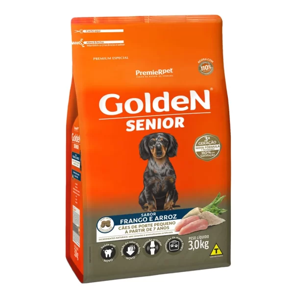 Ração Golden Fórmula Sênior Raças Pequenas Frango e Arroz Mini Bits 3Kg