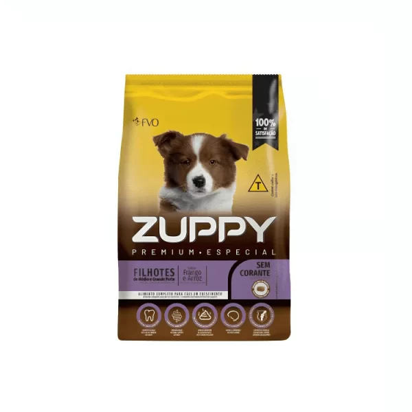 Ração Zuppy para Cães Filhotes de Raças Médias e Grandes Sabor Frango & Arroz 20Kg